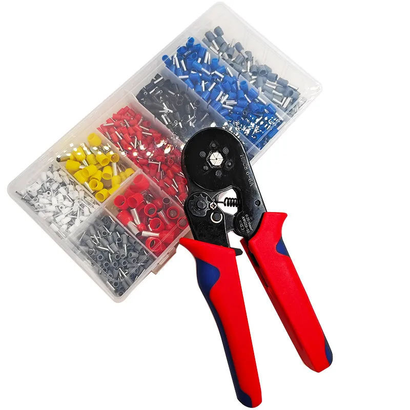HSC8 6-6 6-4 Self-adjusting EU Terminals Crimping Pliers 0.25-10mm² 23-7AWG VE/TE Tubular Tube Hand Tools for End Sleeves1200pcs
