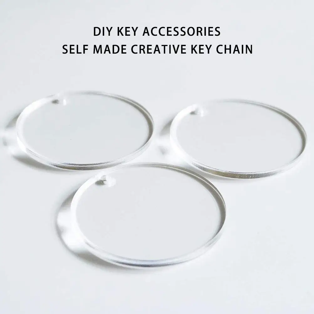 Acrylic Round Keychain Blanks 24 Piece Transparent Circle Discs for DIY Key Rings Crafts and Custom Decor