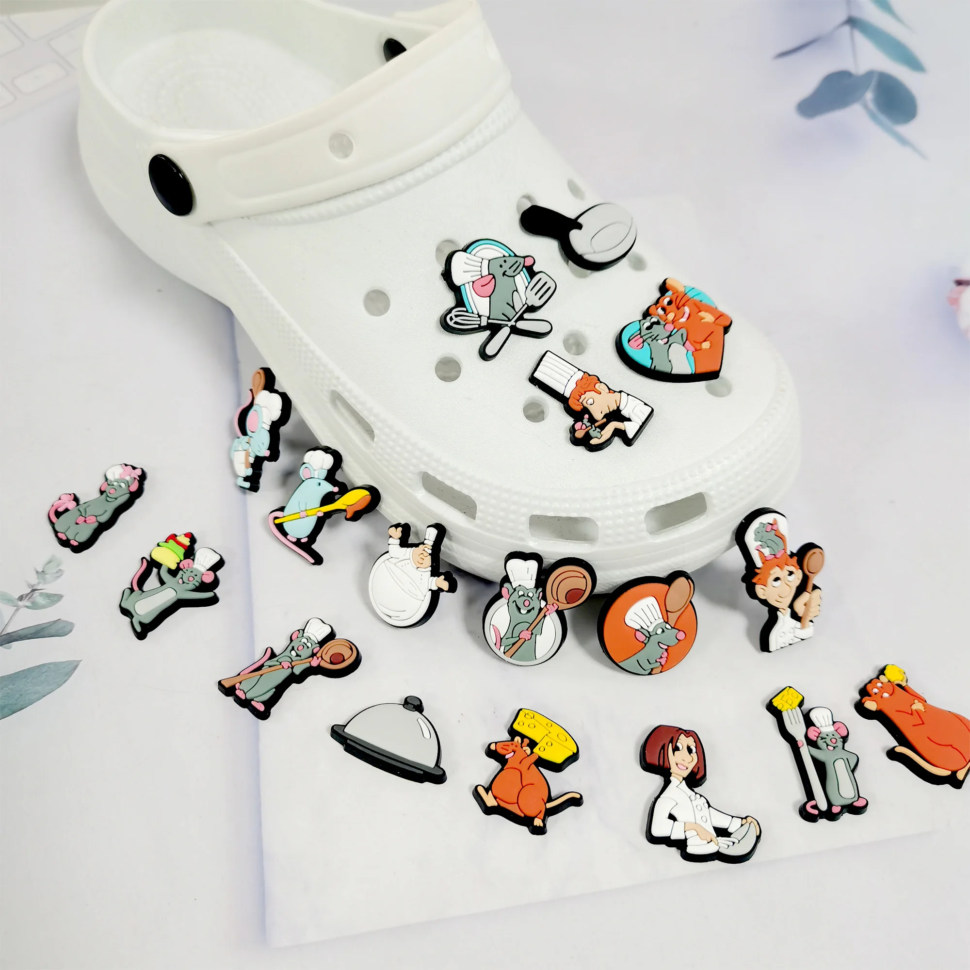 1-18Pcs Cartoon Disney Ratatouille PVC Garden Shoes Buckle Clog Charms Sandals Decorations DIY Backpack Accessories Party Gift