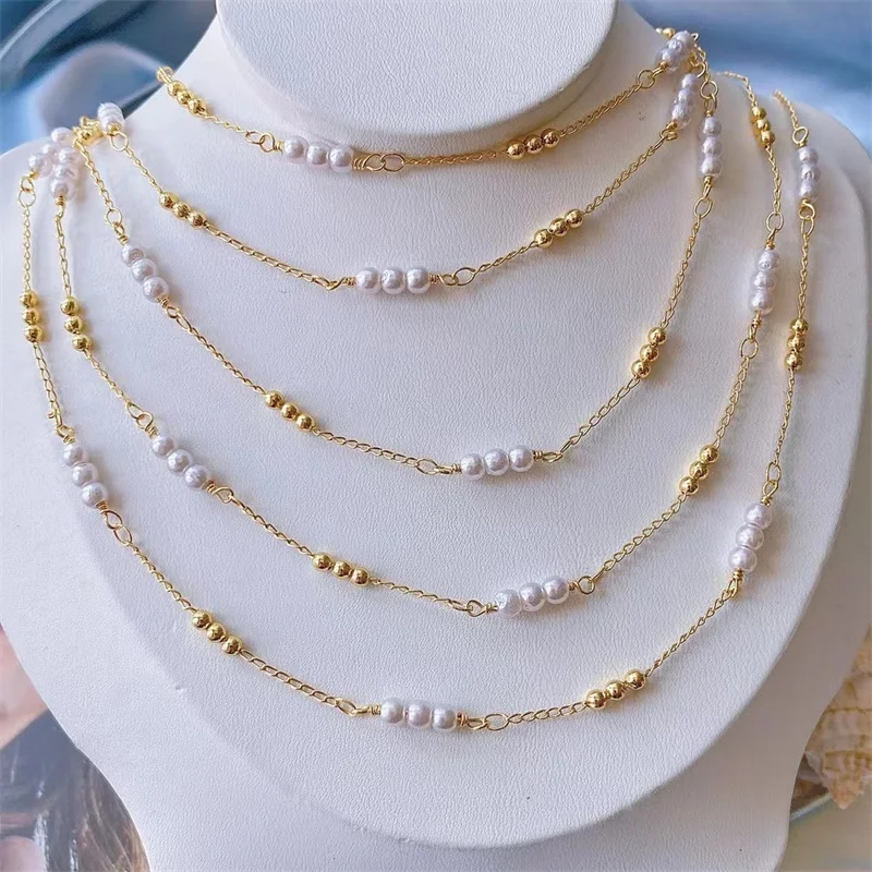 Elegant Irregular Natural Freshwater Pearl Necklace Gold Plated Pearl Beaded Choker Necklaces For Women Pearl Jewelry