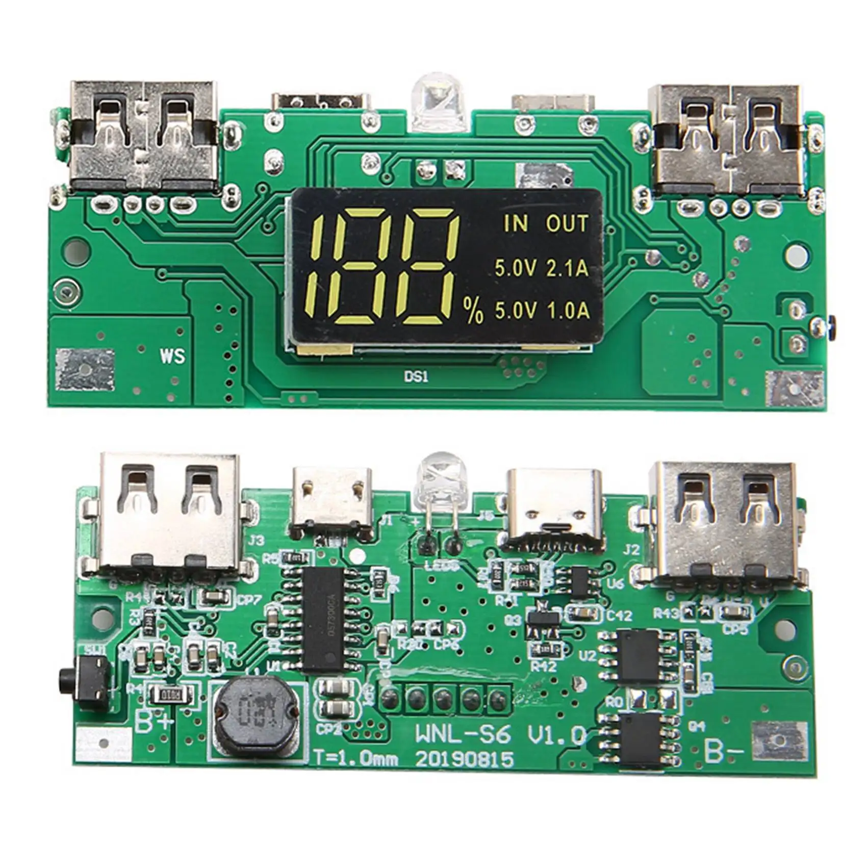 Caja de Banco de energía de batería 18650, 5V, 2.1A, pantalla LCD, placa de alimentación de 20000MAh para batería 6X18650, caja de Banco de energía DIY (blanco)