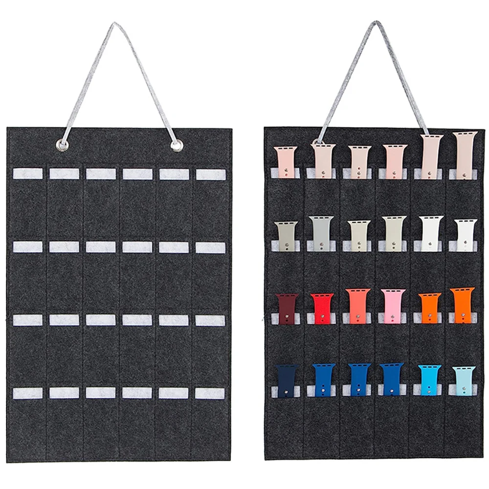 Hanging Watch Band Organizer Bag Watch Straps Storage Holder Felt Watches Strips Display Stand 24/56 Slots Compatible All Series