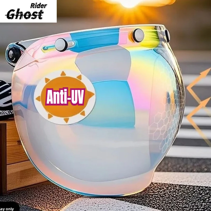 

HOT Motorcycle Half Helmet Adapted To Three-button Retro Helmet Bubble Mirror Front Windproof Goggles Mask Universal Style