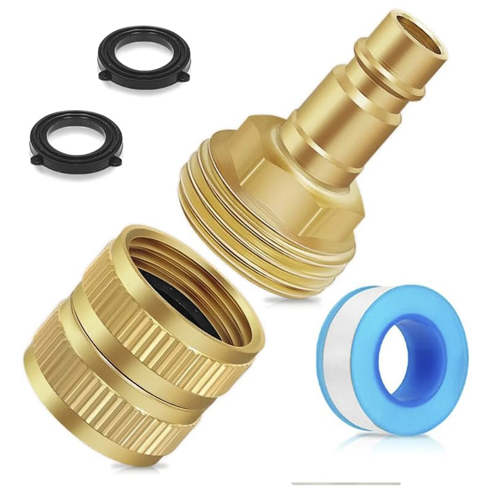 

Brass RV Spray Away Port Quick Connector 1/2" To 3/4" for RVs Exterior Shower Faucet, 3/4" Female To Female Swivel Hose Adapter