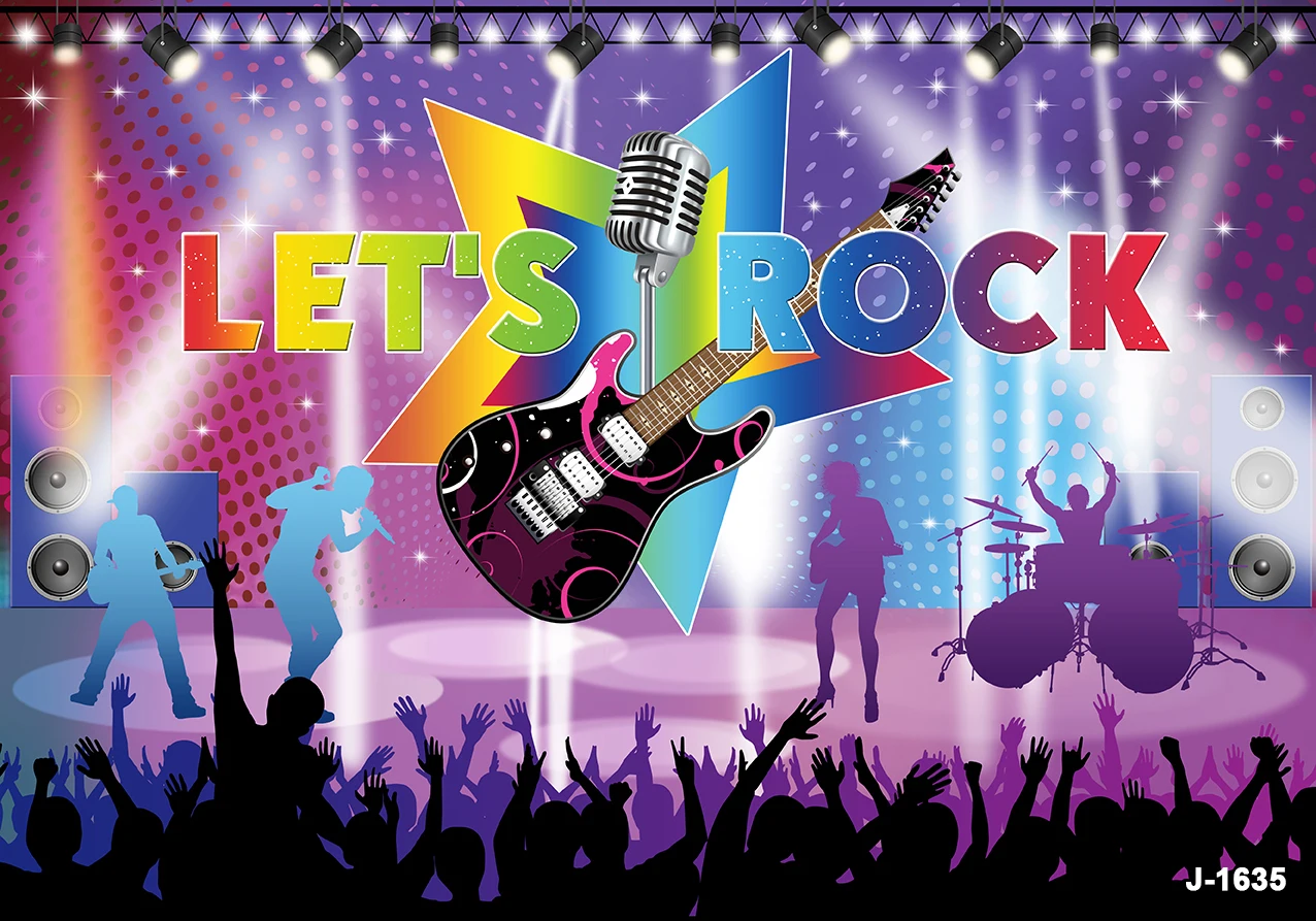 Chitarra Rock Music Stage Theme fondali bambini Baby Birthday Cake Smash Photocall Decors bambino adulto Photo puntelli sfondi