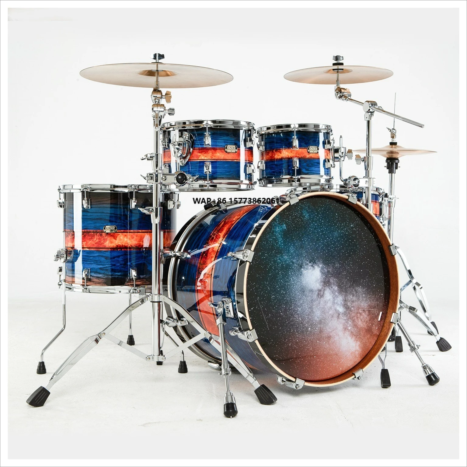 PVC Wrapped Mahogany Wood Shell 5 Pieces Acoustic Drum Set for Beginners and Drummers