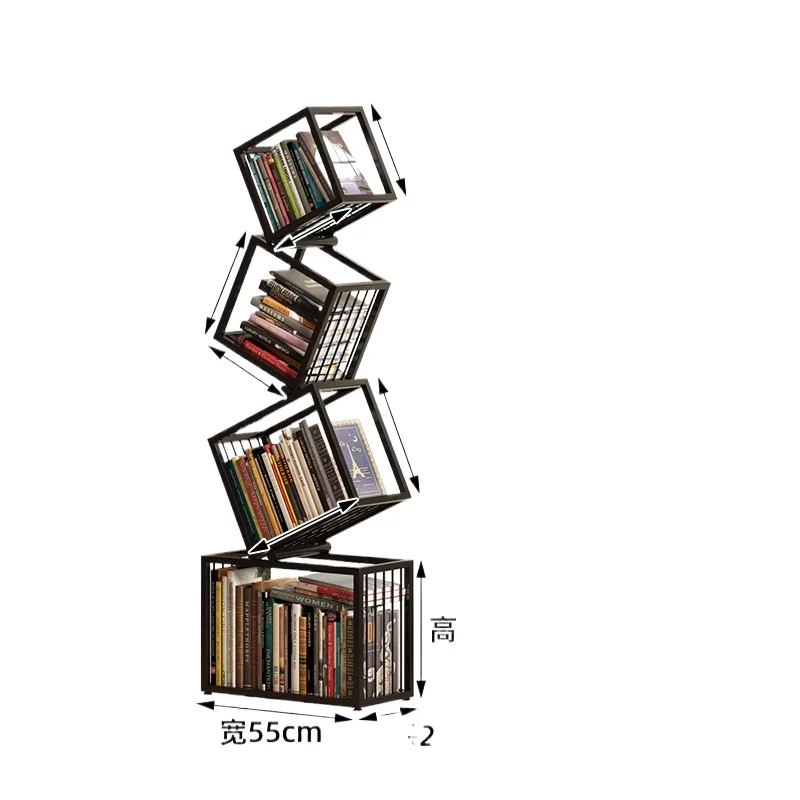 

Creative corner bookshelf Floor Wrought iron special-shaped display Living room bookcase integrated against the wall