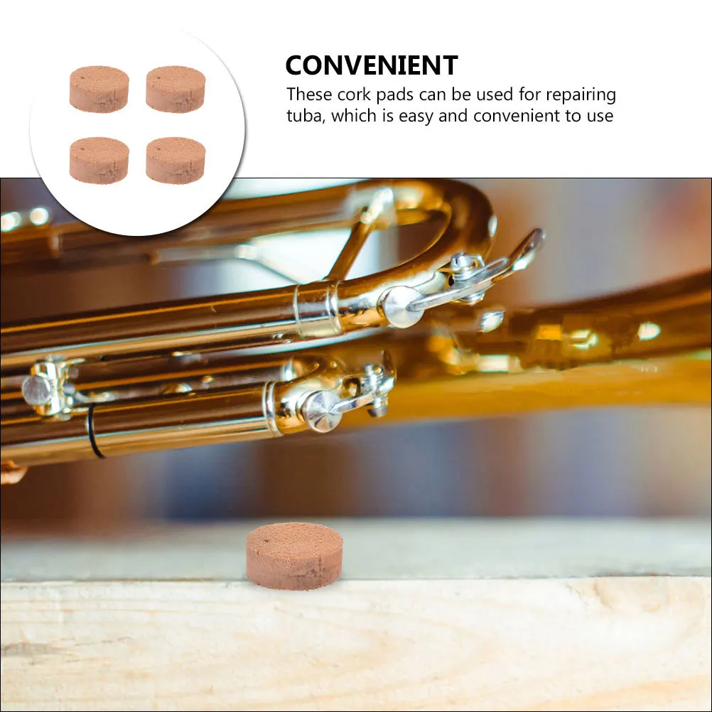 

4Pcs Trombone Water Key Cork Pads Khaki Wooden Replacement Parts Essential Accessories for Musical Instruments Daily Practice