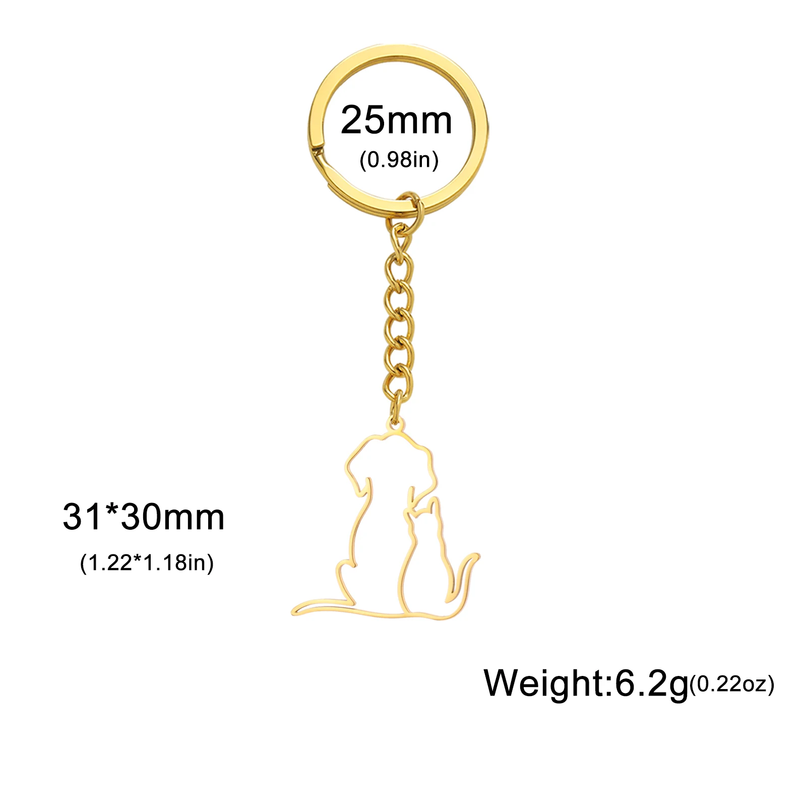 COOLTIME Cute Cat Dog Pendant Keychain Stainless Steel Puppy Kitten Pet Keyring for Backpack Jewelry Gift Wholesale