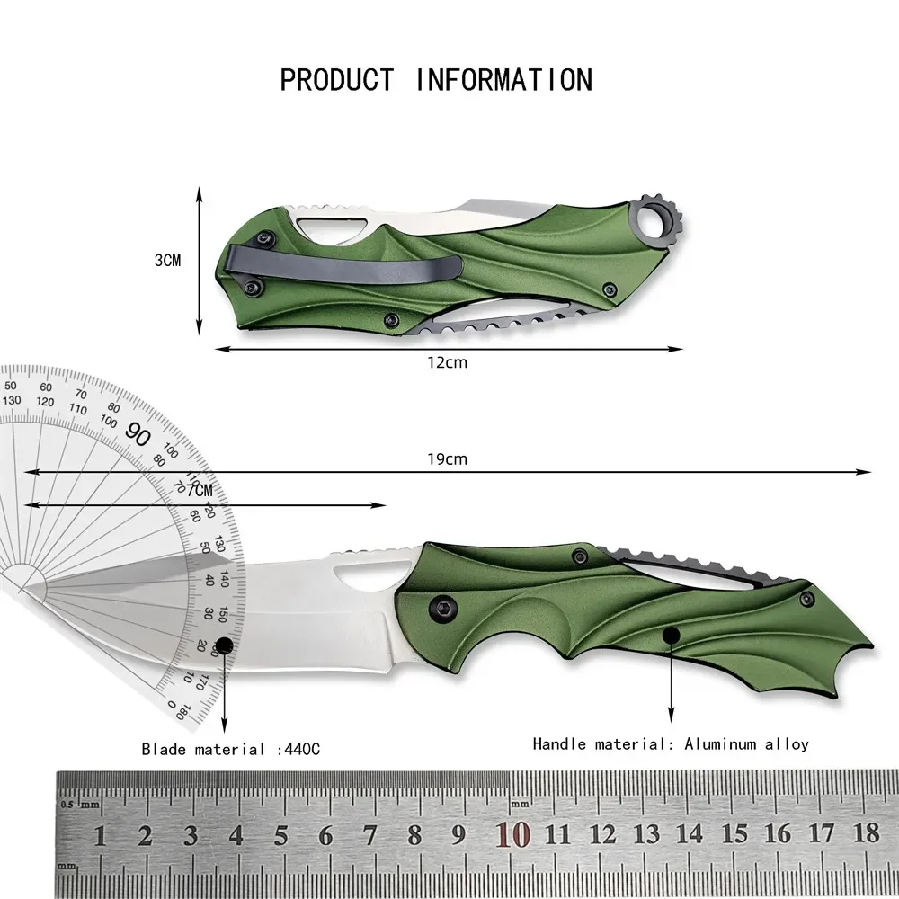 Folding Pocket Knife CJH420 Model 440C Blade Aluminum Alloy Handle Outdoor Hunting Camping EDC Survival Hiking Tool Gift