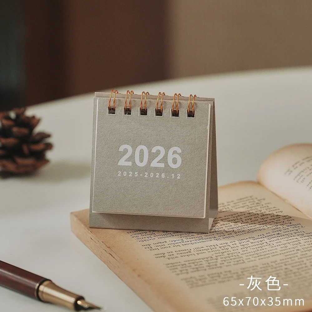 2026 Mini Simple Calendar Small Desk Calendar Creative Coil Calendar Planner Desktop Decoration Office Stationery