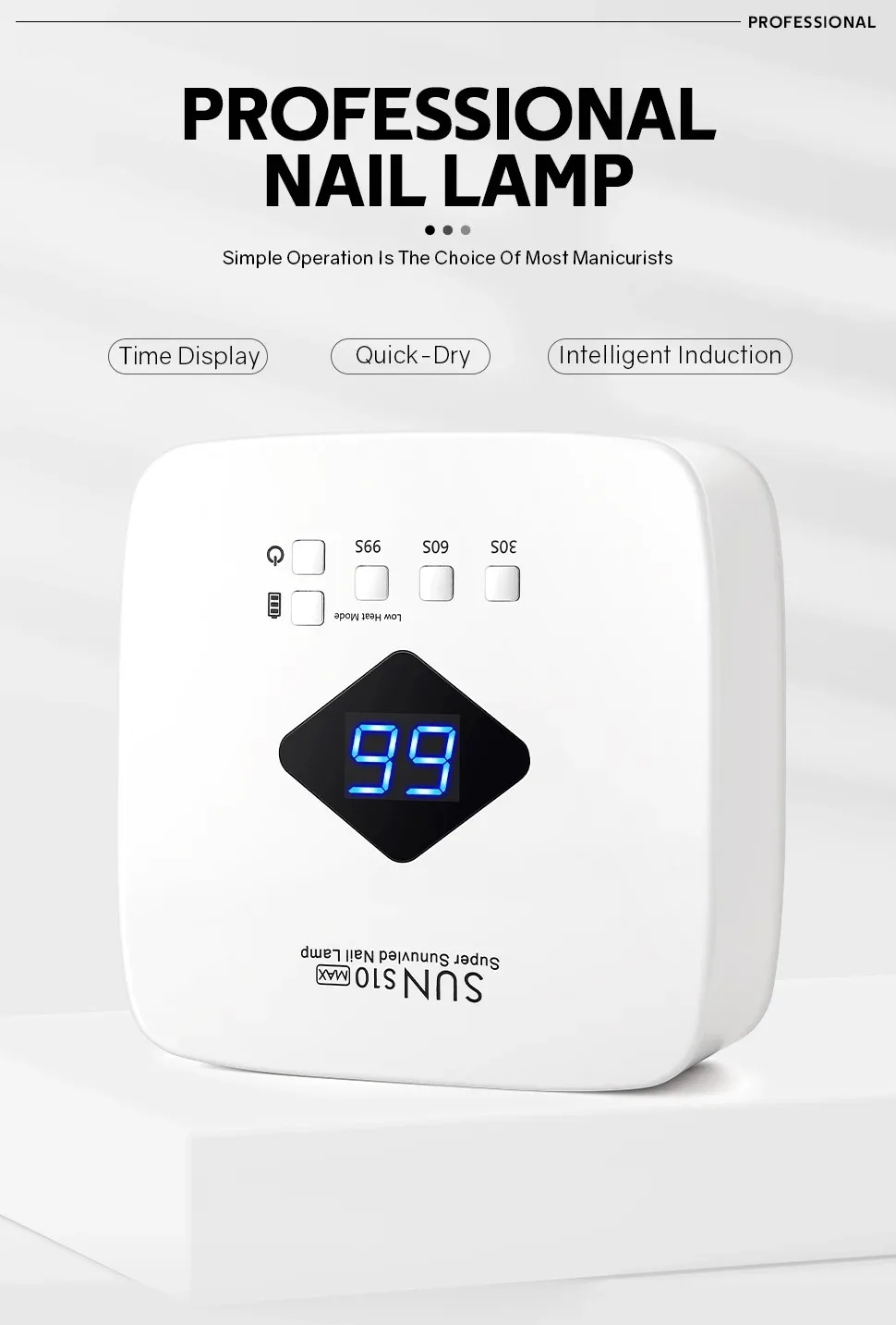 30개의 LED가 있는 전문가용 네일 램프, 3가지 타이머 설정이 가능한 충전식 매니큐어 램프