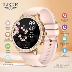 LIGE nowy AMOLED Bluetooth zadzwoń inteligentny zegarek kobiety ciśnienie krwi monitor tlenu zegarki wodoodporny Smartwatch Lady bransoletka sportowa