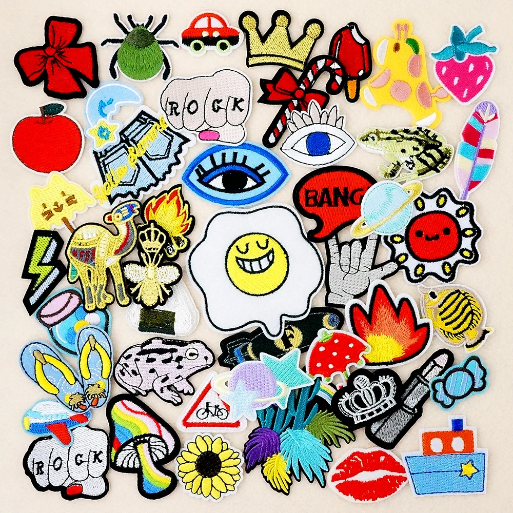 Rock Eye Flame Iron on Patch Embroidery Patches for Clothing Personality Decorate Repair Embroidered Cloth Sticker