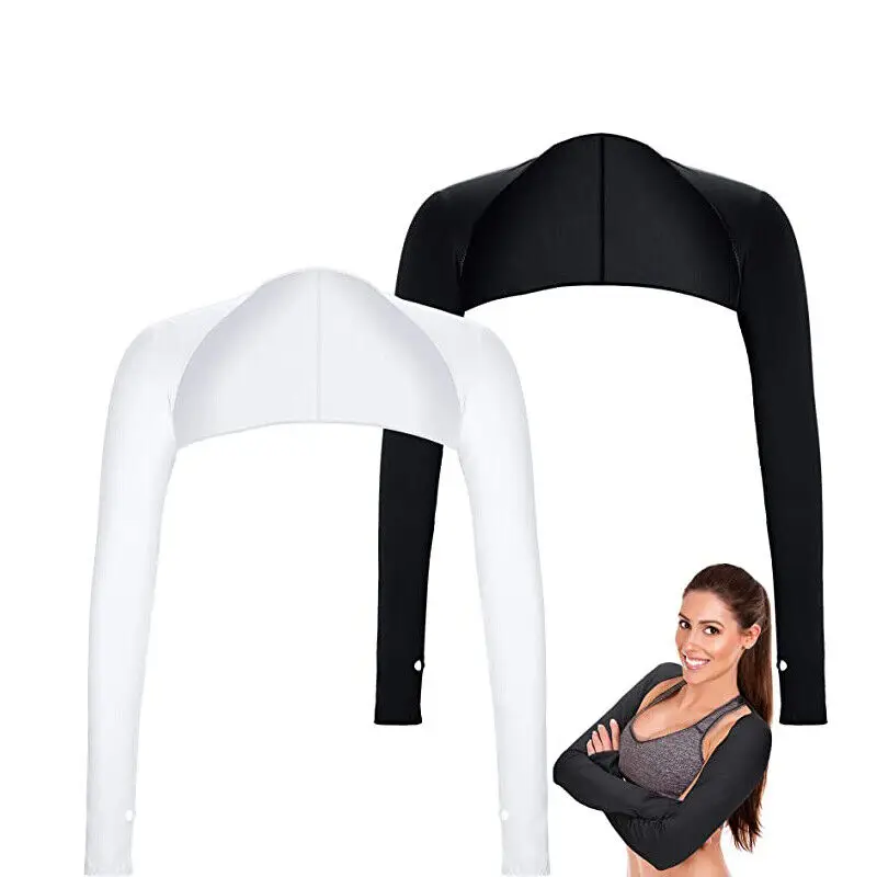 

Sun Arm Cover Stretchable Material Arm Cooling Sleeves Finger Hole Sleeves Lightweight Design Women Outdoor Sleeves