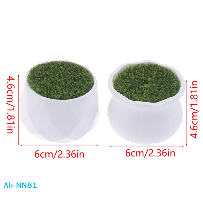 【N】5Pcs Flower Pot Round Planters With Artificial Lawn Vase White Plastic Thick Plants Flower Pot Home Garden Decorations