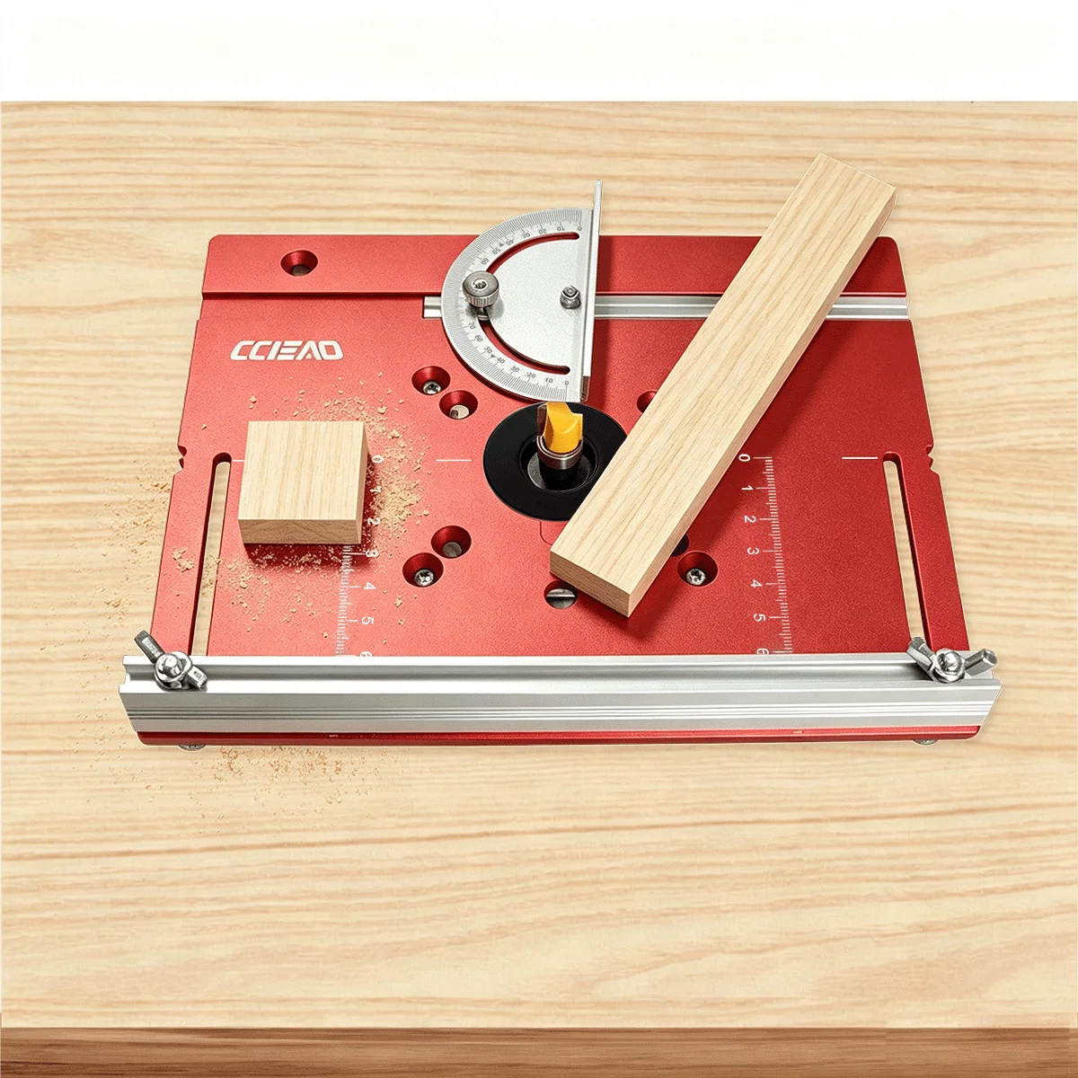 Aluminium-Fräserlift-Basis-Set mit Einlegeplatte, präzise einstellbares Fräserlift-System für Holzbearbeitungs-Werkbanktisch-Werkzeug – Detail 8