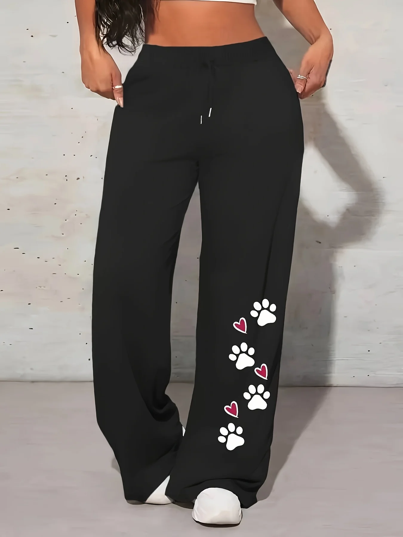 

Женские осенние и зимние свободные прямые флисовые спортивные штаны больших размеров с эластичным поясом, модная уличная одежда, стильная универсальная одежда