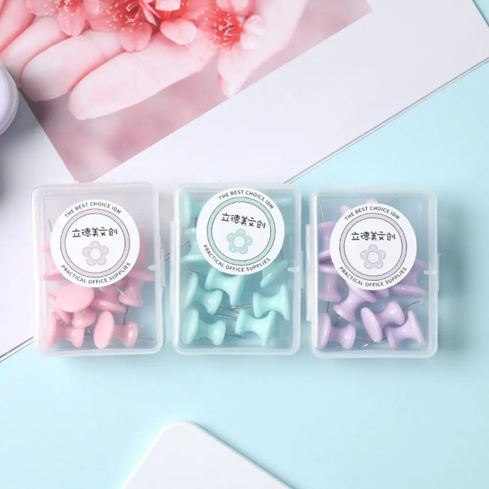 Kotak Macaron warna Pushpin Thumbtac memperbaiki Pin kecil segar papan Push Pin plastik Thumb Tacks kantor