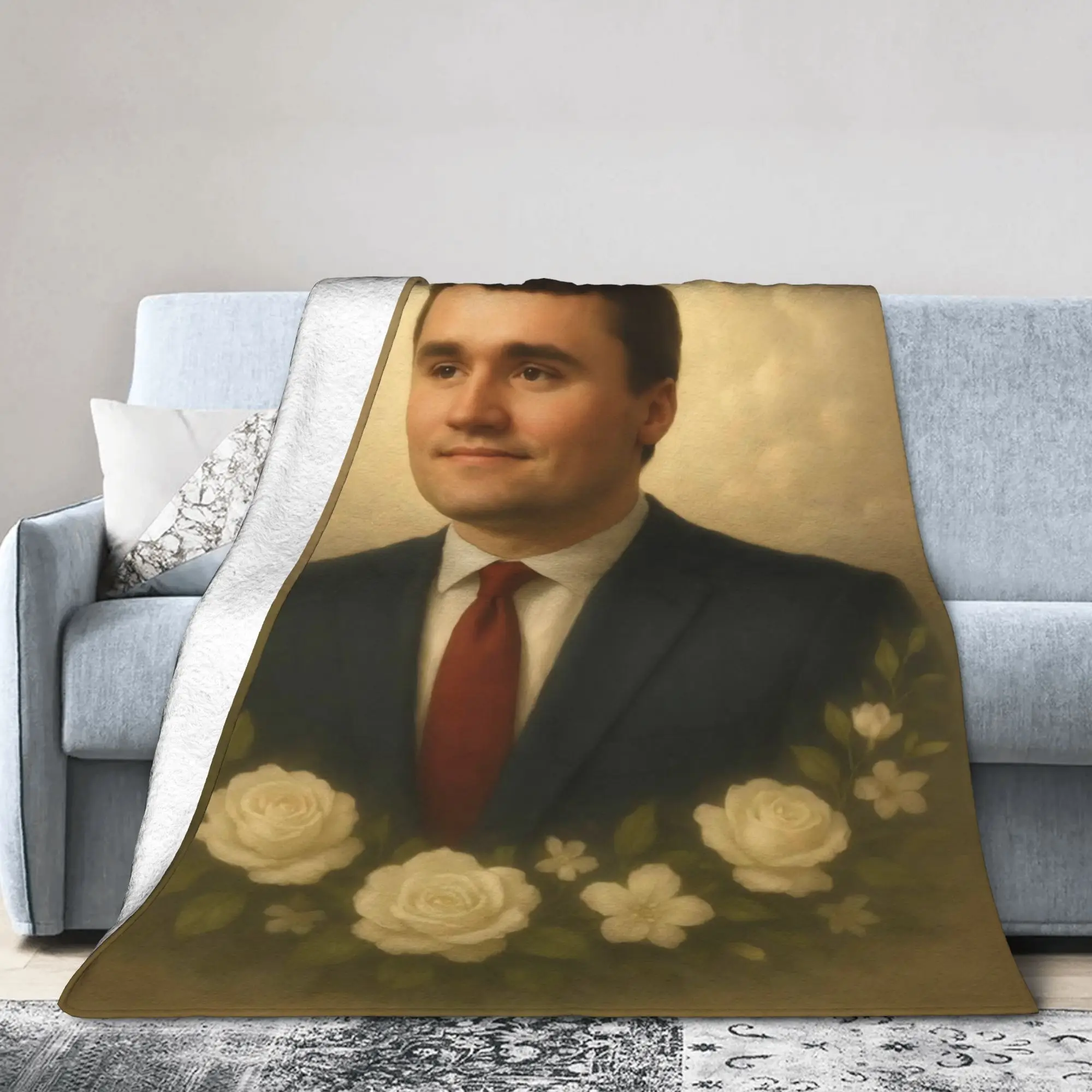 Charlie Kirk Angelic Advocate Flannel Blanket  Super Warm Throw Blanket for Bedroom Airplane Travel Bedspread Sofa Bed Cover