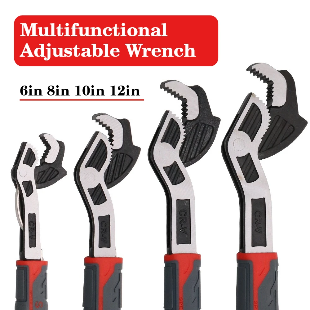 

Multifunctional Self Locking Wrench Self Adjusting Pipe Wrench for Pipeline Maintenance Car Bicycle Plumbing Repairs 6/8/10/12in
