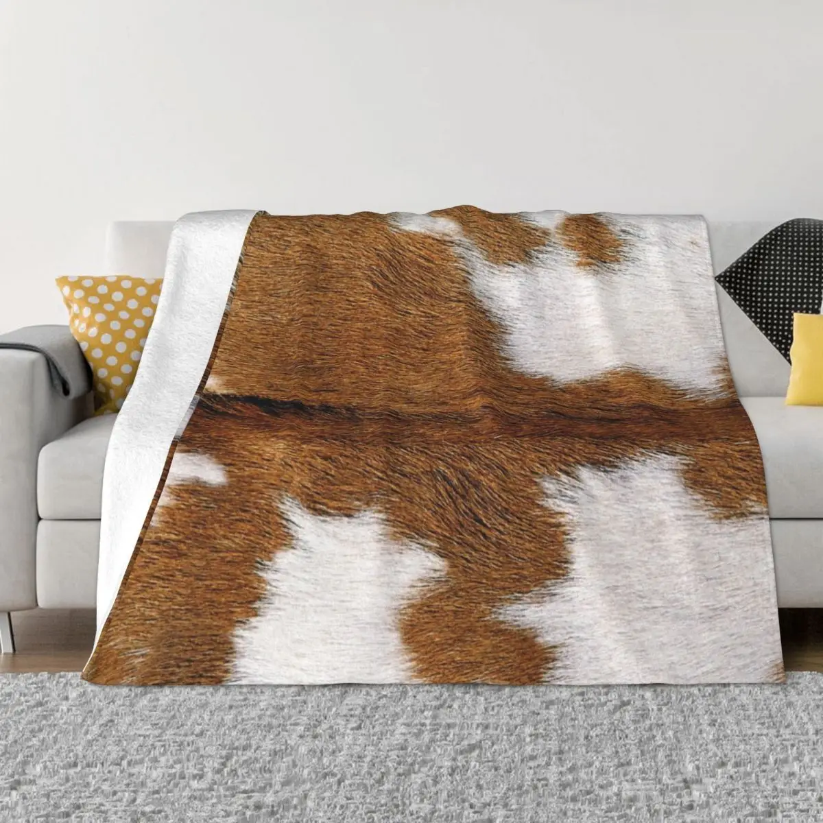 

Cow Hide Brown & White Throw Blanket throw blanket for sofa blankets and throws Blankets Sofas Of Decoration