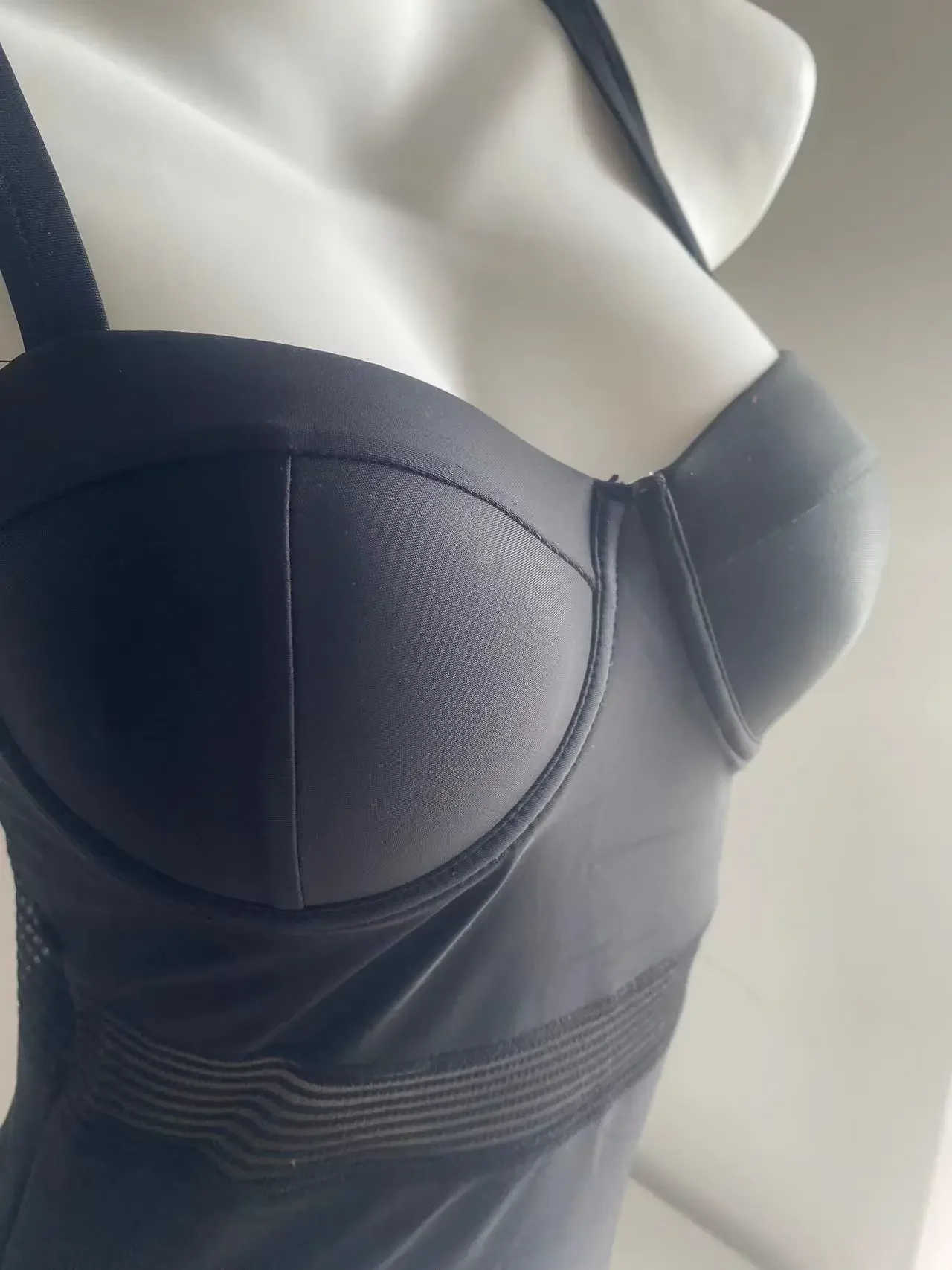 2024 Hoge Kwaliteit Sexy Zwarte Badmode Vrouwen Mesh Patchwork Push Up Eendelig Badpak Monokini Badpak