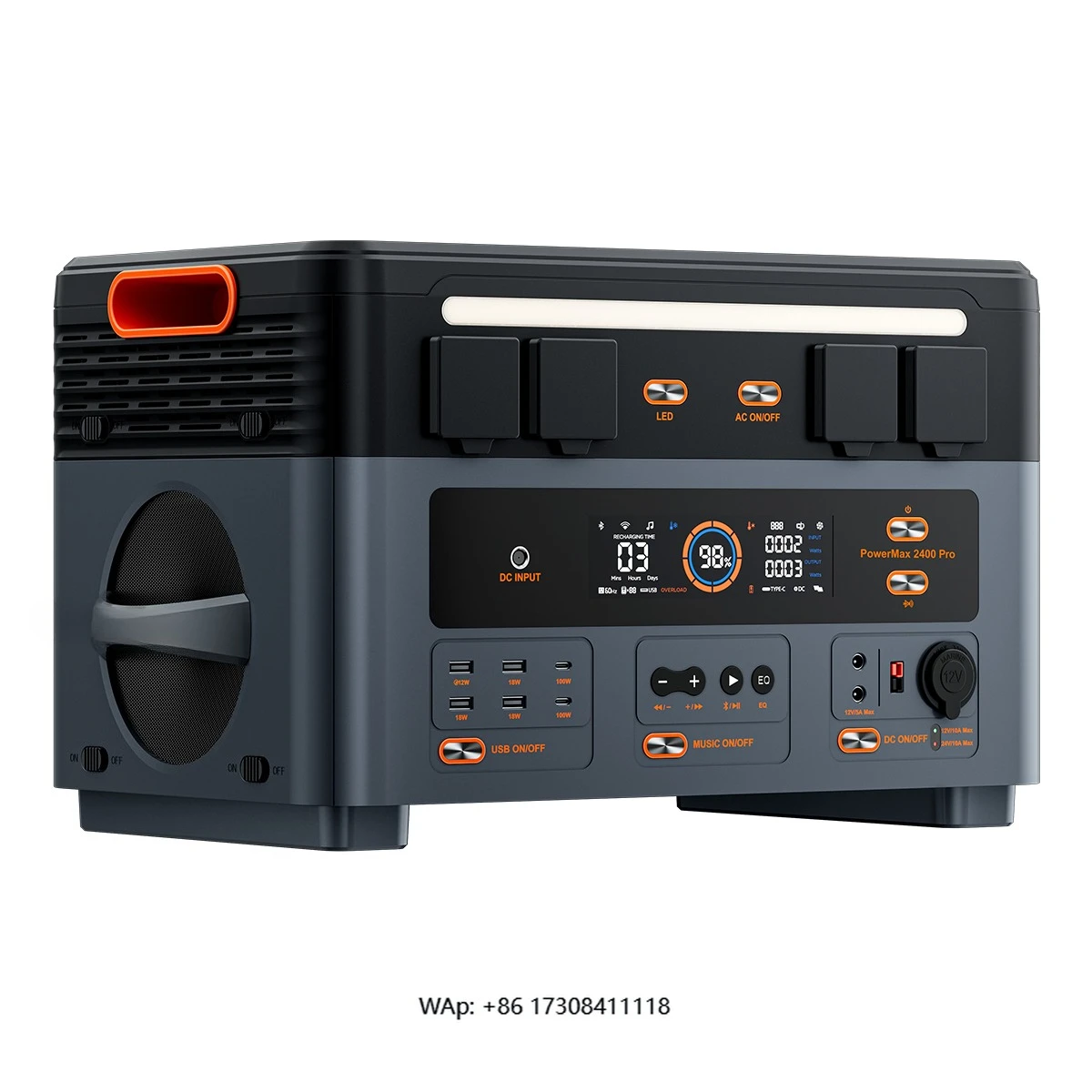 

2400 Pro Power Station App Control 2400W Rated Power LiFePO4 on Grid off Grid Function