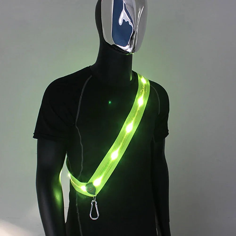 Correas reflectantes, correas de hombro iluminadas recargables para hombres y mujeres, seguridad nocturna, senderismo al aire libre, trotar, equipo ligero para caminar