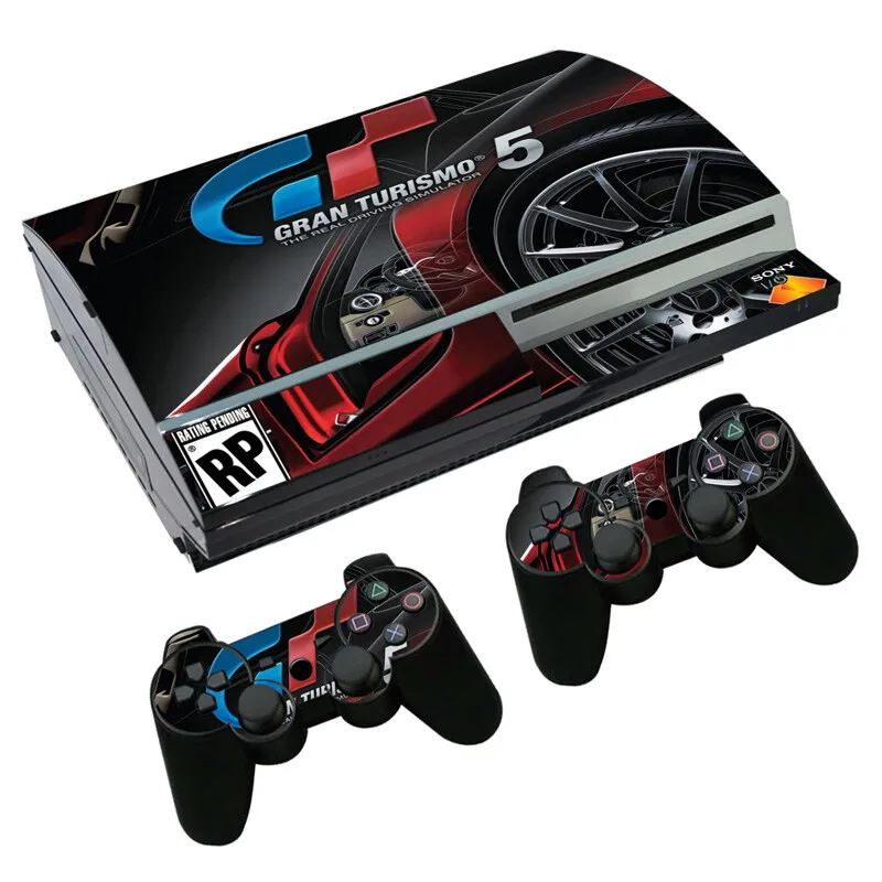 ملصق جلد رياضي GT لوحدة التحكم وأجهزة التحكم بلاي ستيشن 3 ، ملصق فينيل للجلود الدهنية PS3