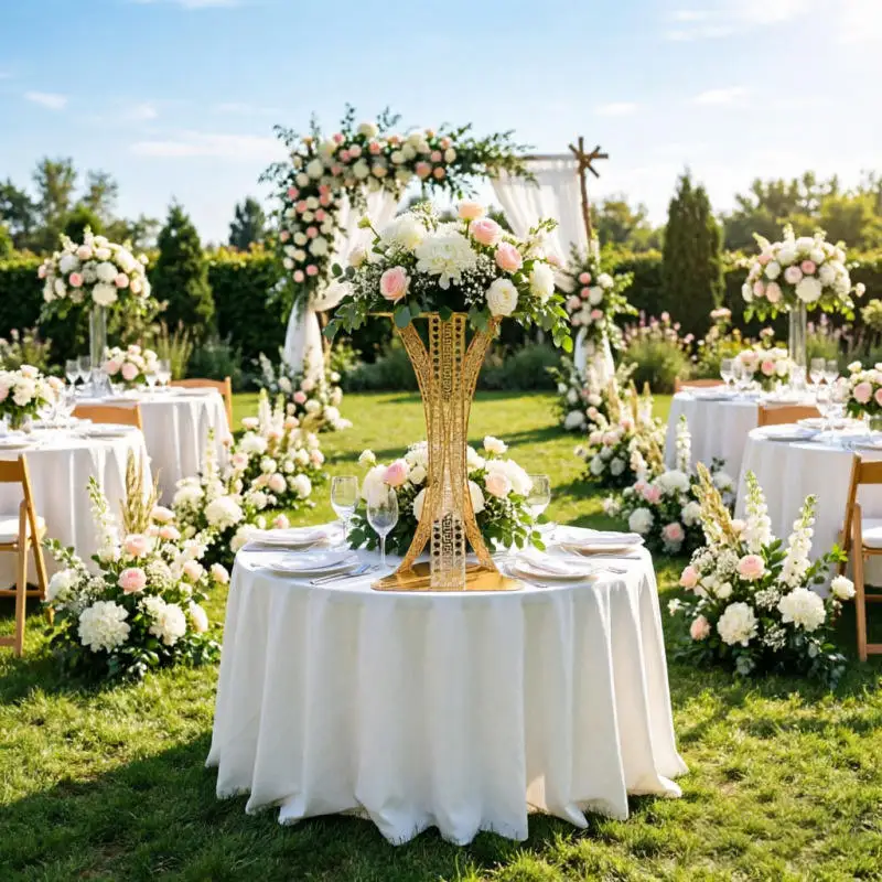 5/10pcs)Wedding Props Creative Electroplated Waist Road Guide Dessert Table Ornament Guest Welcome Flower Stand