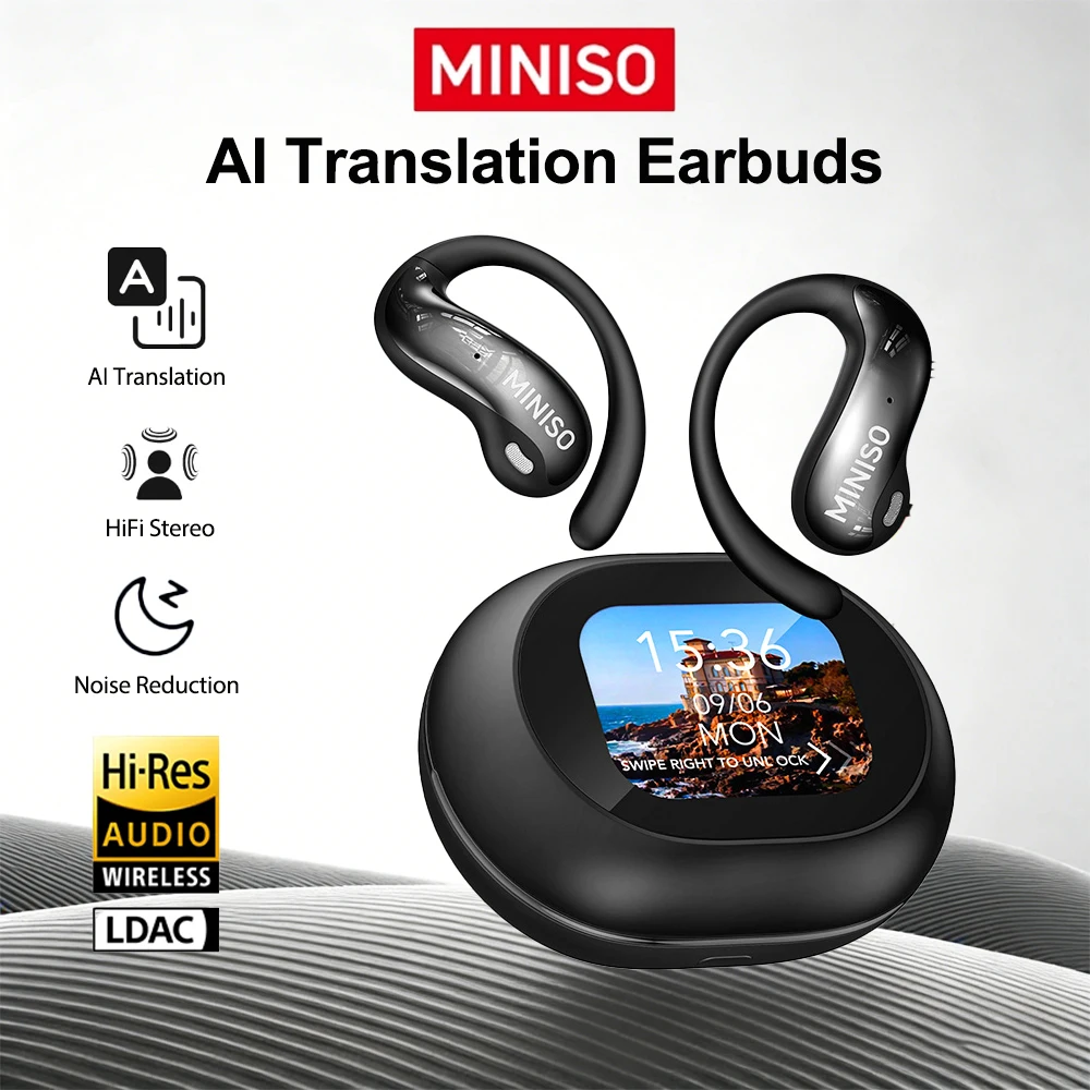MINISO MS188 AI Translation Headphones Open Ear Wireless Earphones Touch Screen Bone Conduction Sport Buletooth Earhooks Earbuds