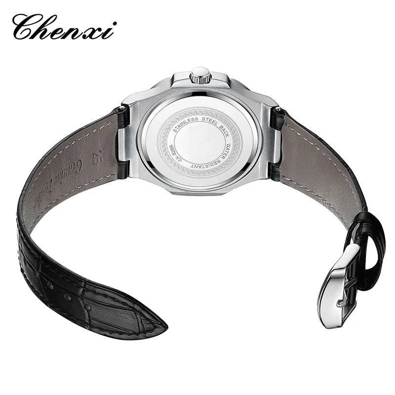 Mode élégant homme montre lumineux carré grand cadran montre-bracelet pour homme horloge étanche bracelet en cuir noir hommes montres
