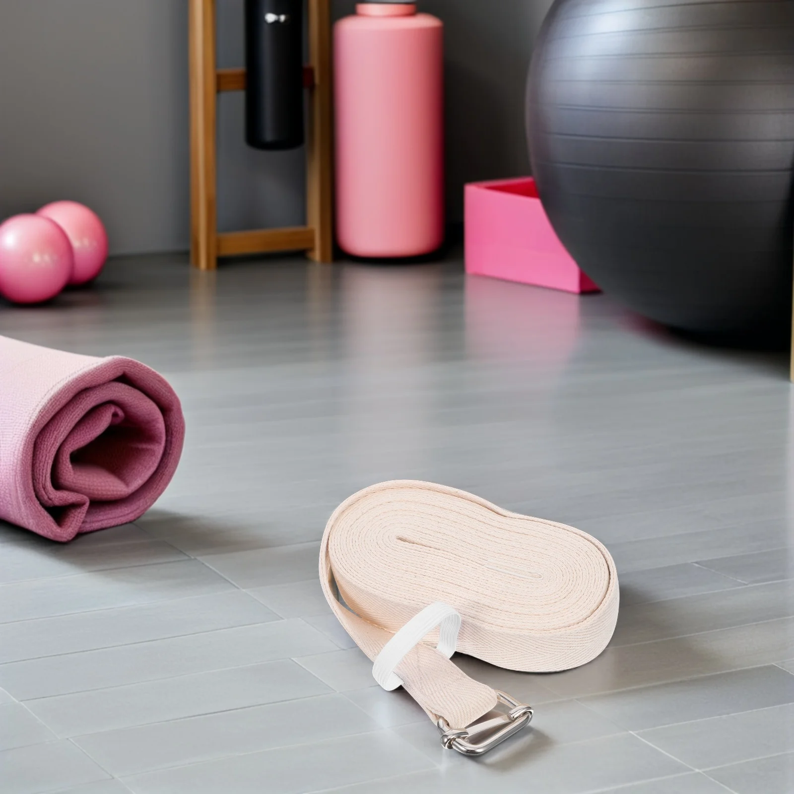 

Yoga Stretch Belt 1Pcs Multifunctional Portable Strap for Women Men White 2.8m Improve Flexibility Strengthen Muscles