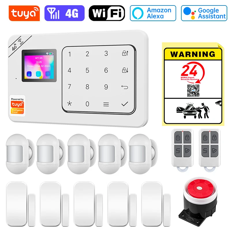 

Домашняя сигнализация Tuya Smart 4G Wi-Fi Домашняя сигнализация о Sesji Беспроводная охранная защита Противоугонный PIR-датчик движения Управление через приложение