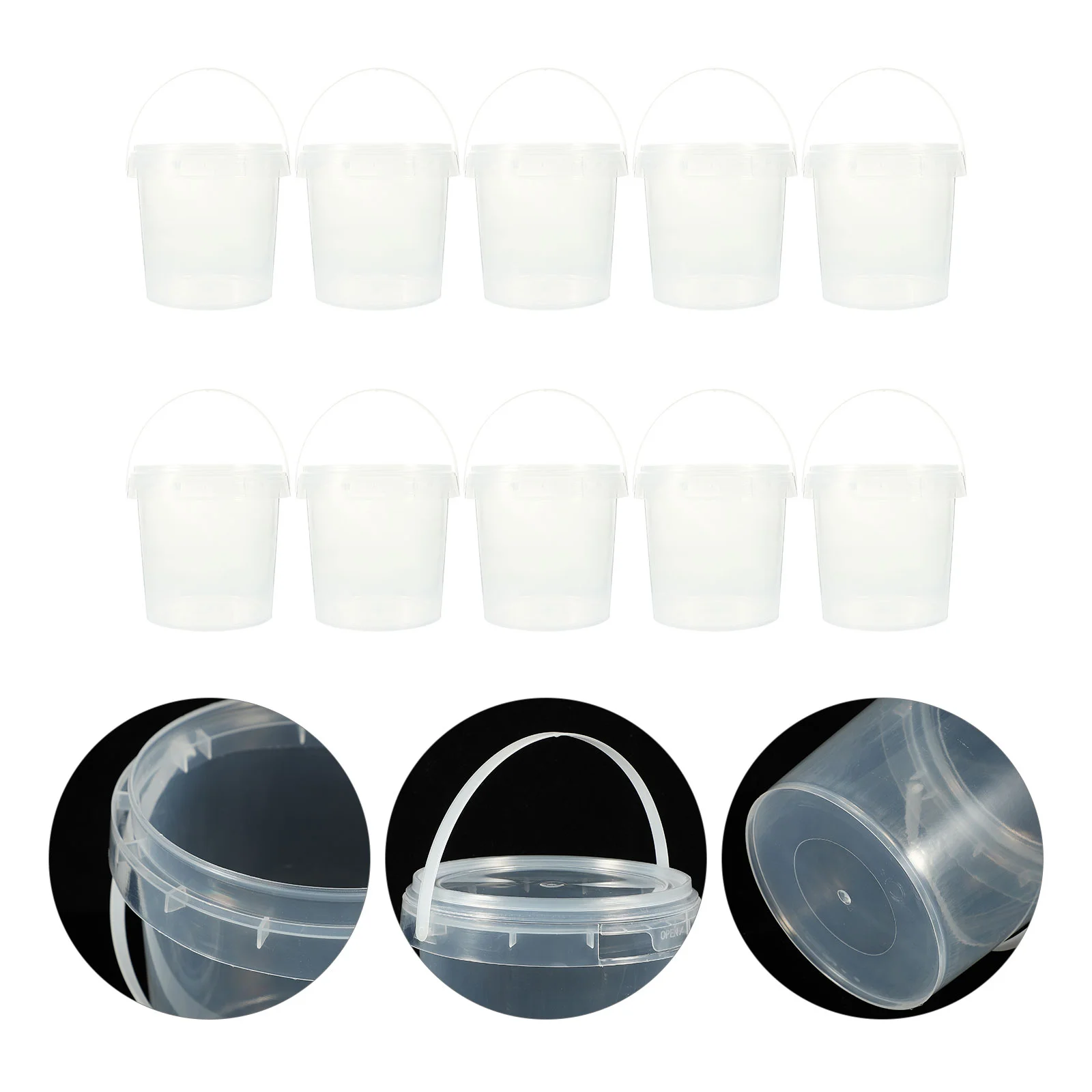 10 Pcs Transparent Small Barrel Empty Storage Container Kitchen Buckets Ice Dispenser Round Toys Pp Clear