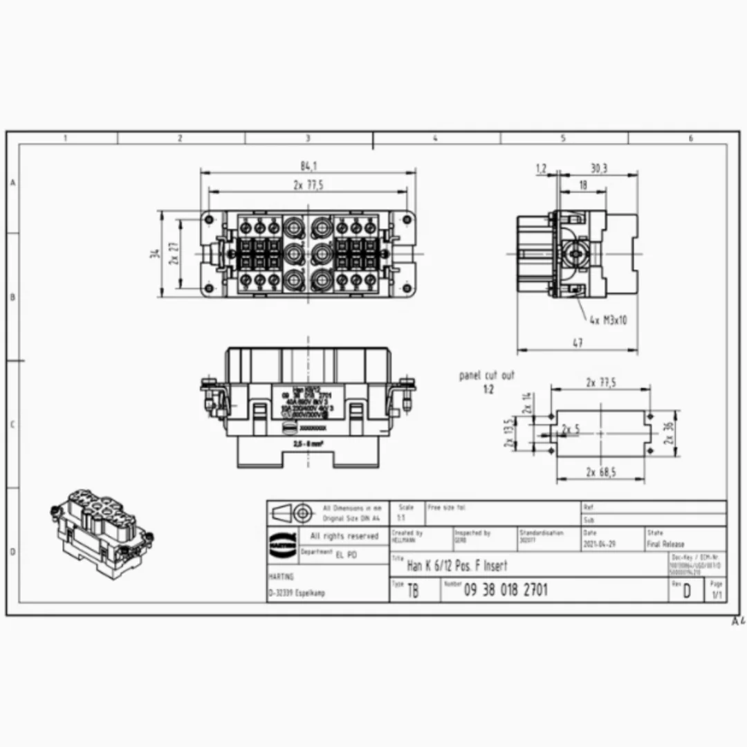 09380182701 HARTING Han K 6/12 18Pin female heavy-duty connector Hardinghatting