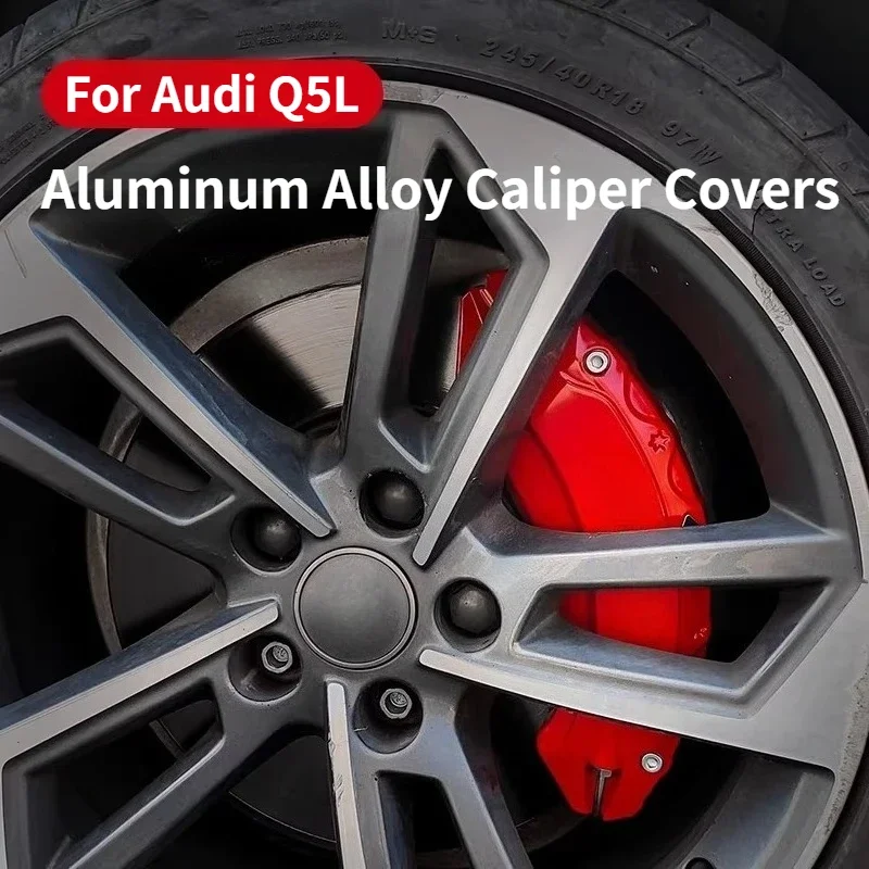For Audi Q5L A5 Q6 A6L A4L 4PCS Car Brake Caliper Cover Aluminum Alloy Front and Rear Wheel Hub Decor Caliper Shell Protector
