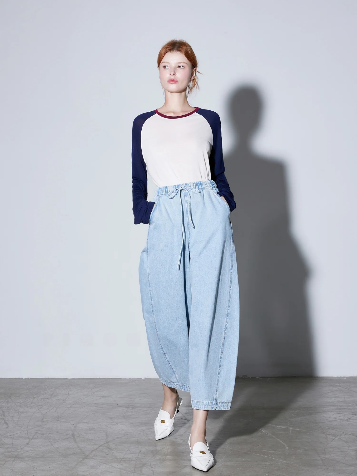 

Джинсы Finocci с высокой талией, широкими штанинами, из дышащего хлопка, свободного кроя, джинсовые брюки-баллон, длина до щиколотки, летняя одежда