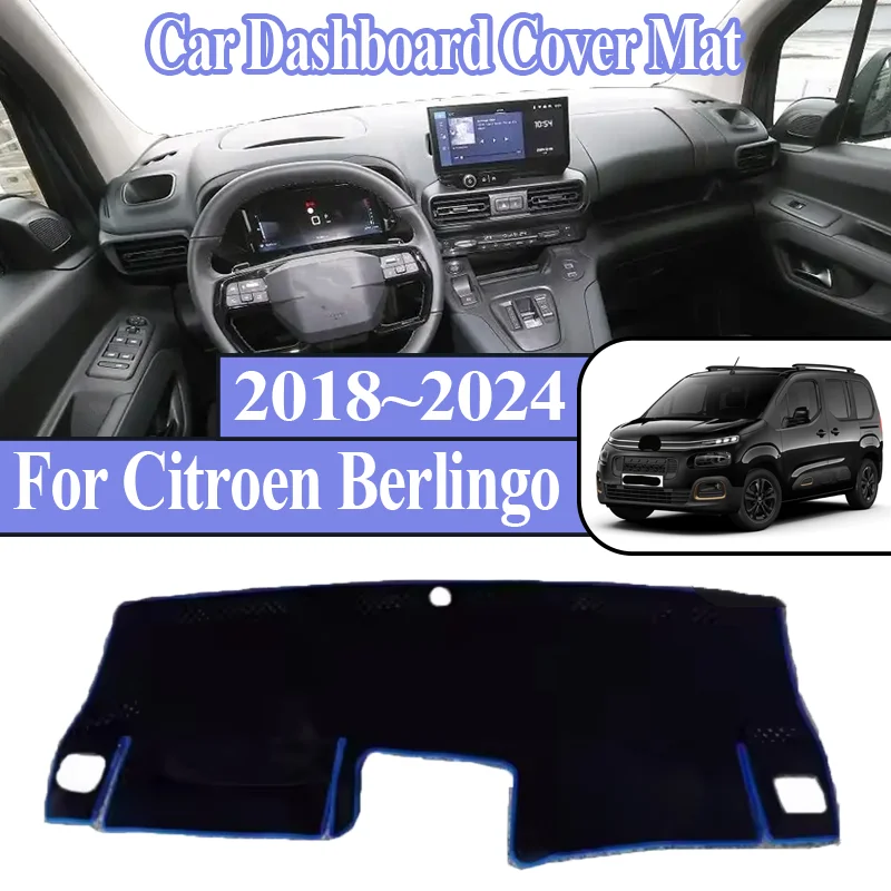 

For Citroen Berlingo K9 2018~2023 2024 Car Dashboard Dashmat Anti-sun Anti-Slip Center Console Dash Mat Cover Mat Accessories