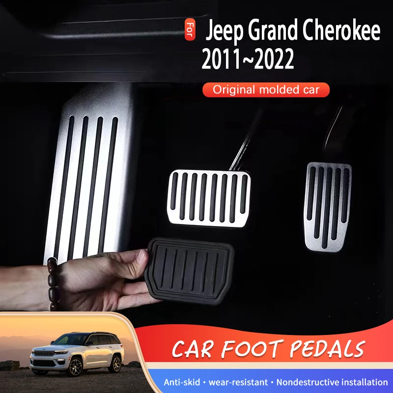 Pedales de coche para Jeep Grand Cherokee WK2 2011 ~ 2022, almohadilla de pie de aleación de aluminio para coche, cubierta de estilo de coche, pedales de freno de descanso, accesorios para coche