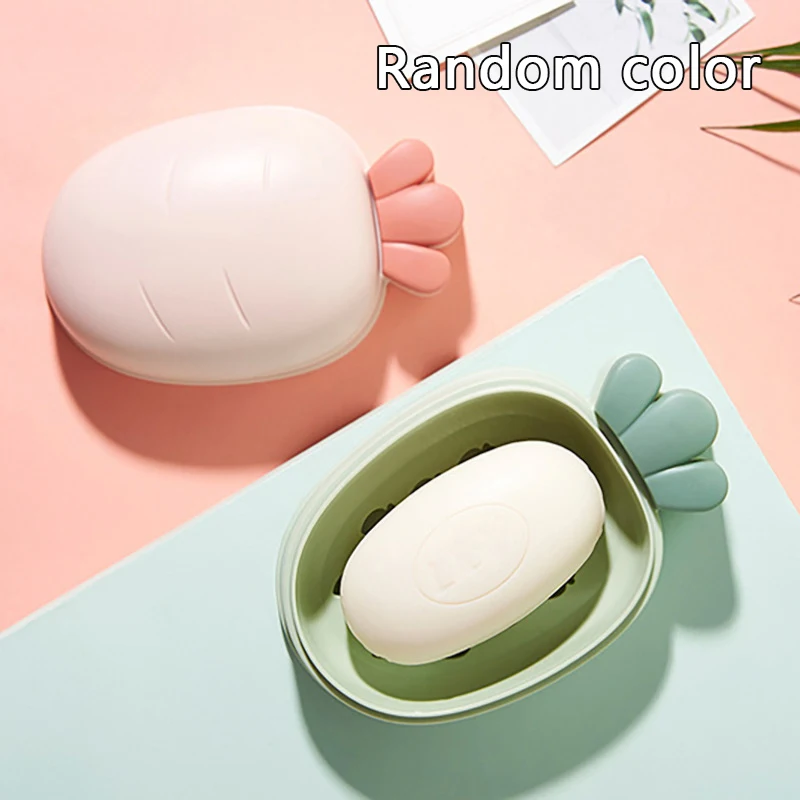 Soap Box Bathroom Accessories Dish Plate Cute Portable Carrot Fruits Soap Rack Home Shower Travel Hiking Holder Container