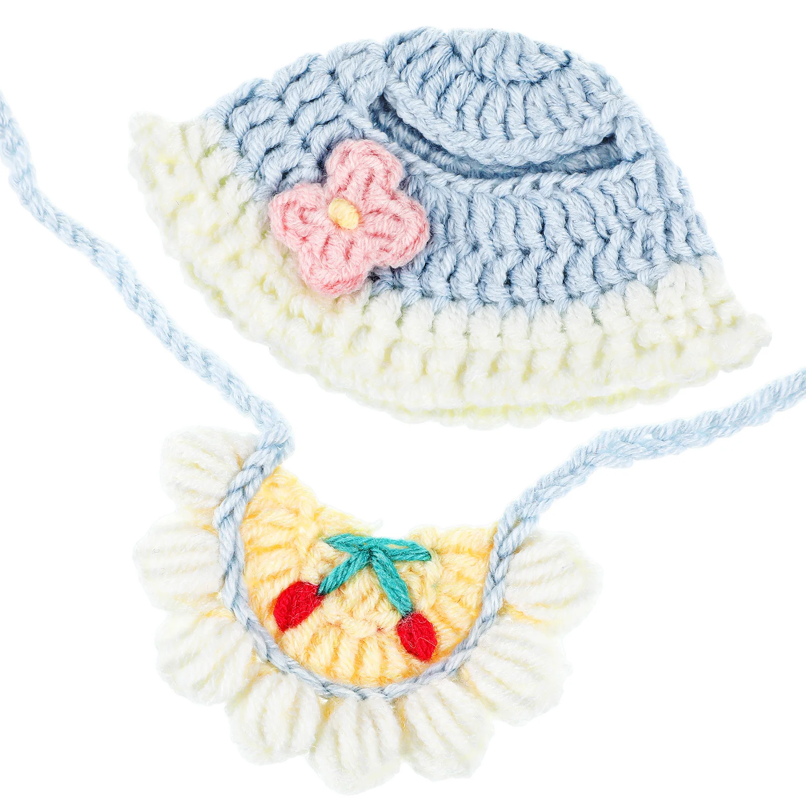 

1Set Miniature Clothing Set with Knitted Hat and Bib for 17cm Perfect for Imaginative Play and Photoshoots