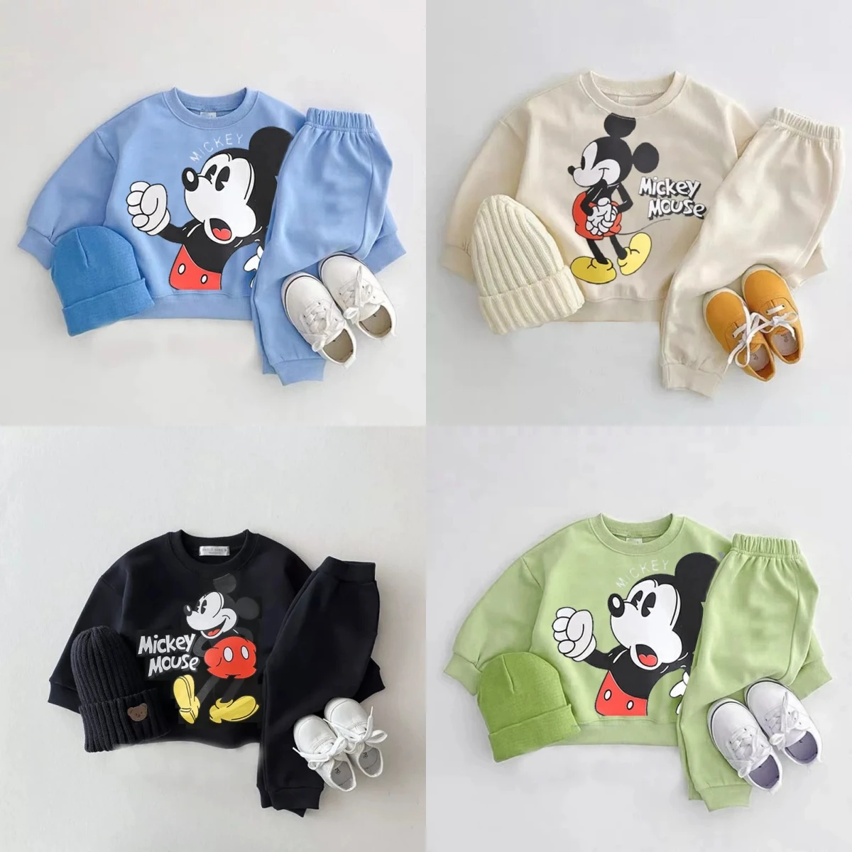 

Children's Clothing 2-piece Mickey Print Set Fashionable Casual Sports Shirt Long Pants Cartoon Set Spring And Autumn Outfit