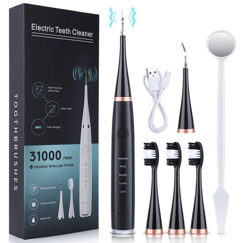 Good Quality Electric USB Rechargeable Teeth Cleaning Kit Dental Plaque Calculus Remover Tartar Remover Tool Tooth Brush