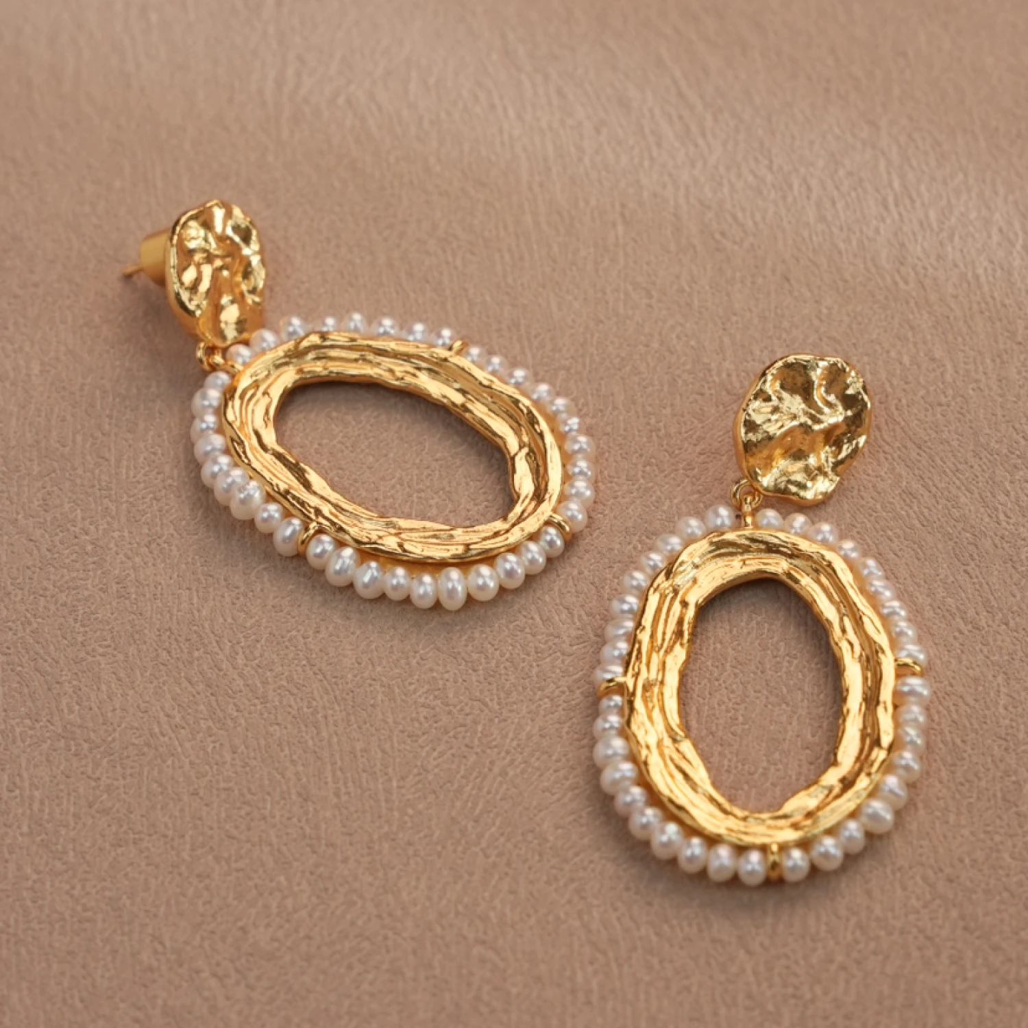 YAJUNIEL Oval Natural Freshwater Pearl Dangle Earrings for Women 24K Real Gold Plated Hypoallergenic Statement Jewelry Gift