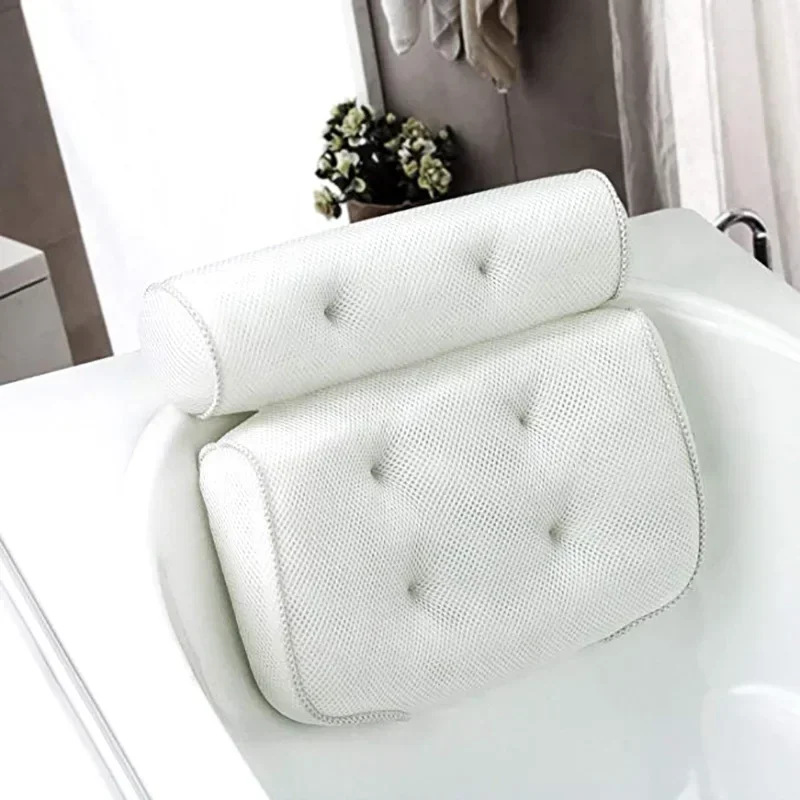 Bathroom Supply for Neck and Back Support Spa Bath Pillow 3D Mesh Bathtub Head Rest Pillow With Suction Cups Breathable