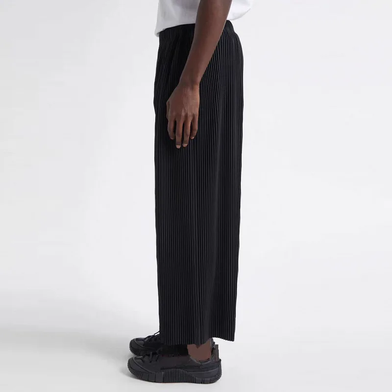 Miyake Fold New 2025 Spring Japanese Comfortable Wide Leg Pants for Men, Loose and Casual, with Extremely Simple Stitching Style