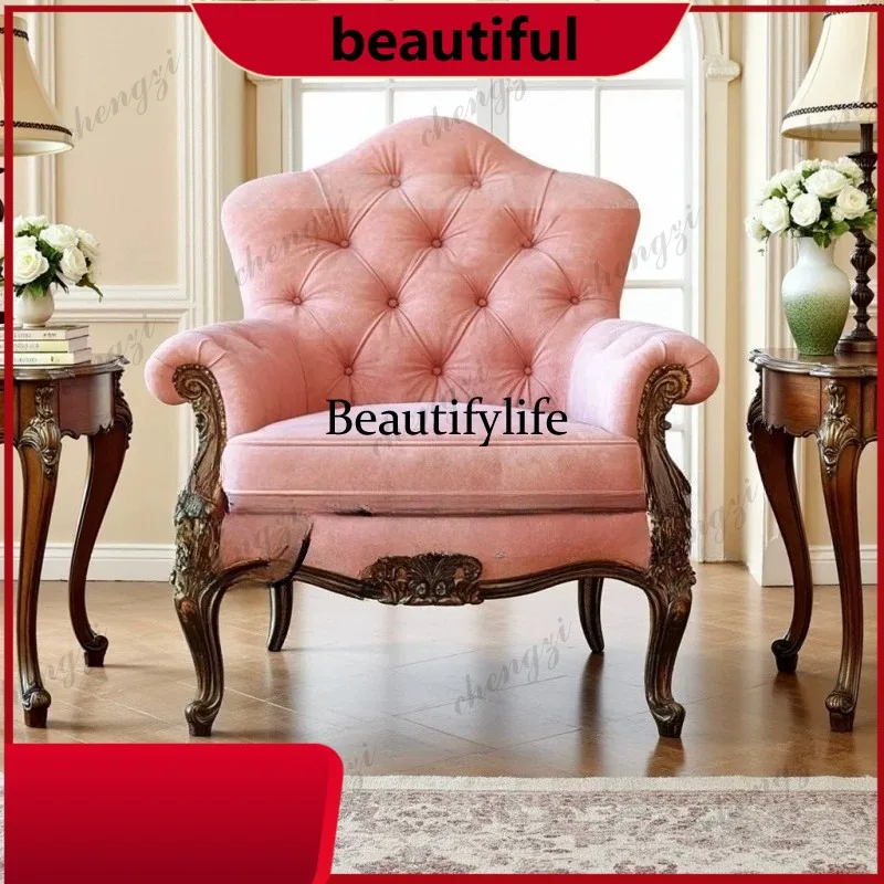 F181 French old single sofa, living room sofa chair, court style club to negotiate high-back sofa chair