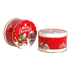 1PC Round Christmas Old Man Candy Tins Decorative Tinplate Box Xmas Candy Cookie Box Packaging Jar Candle Containers Gift